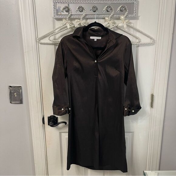 Preston & York Brown Metallic Dress - Picture 1 of 10